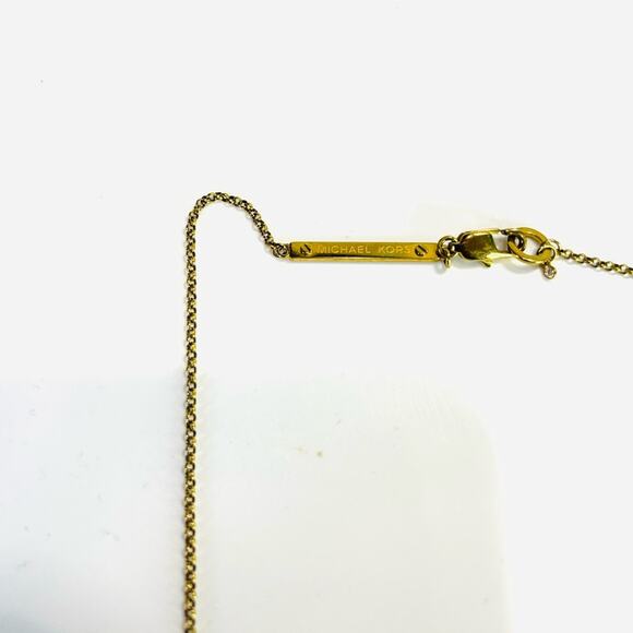 MICHAEL KORS Women's Gold Plated Pave Crystal Disk Necklace - Picture 7 of 7